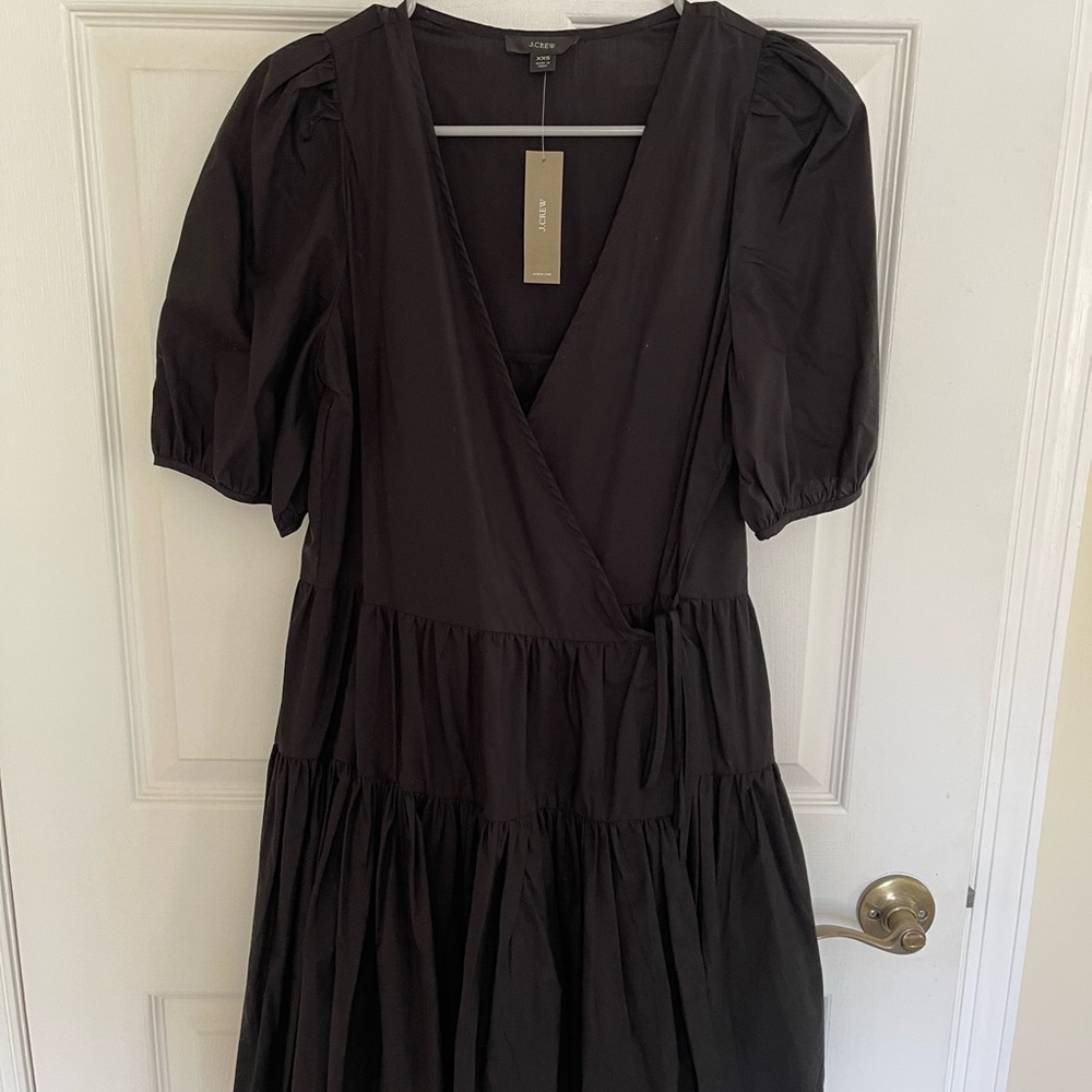 J Crew Black wrap tiered dress - Picture 3 of 5